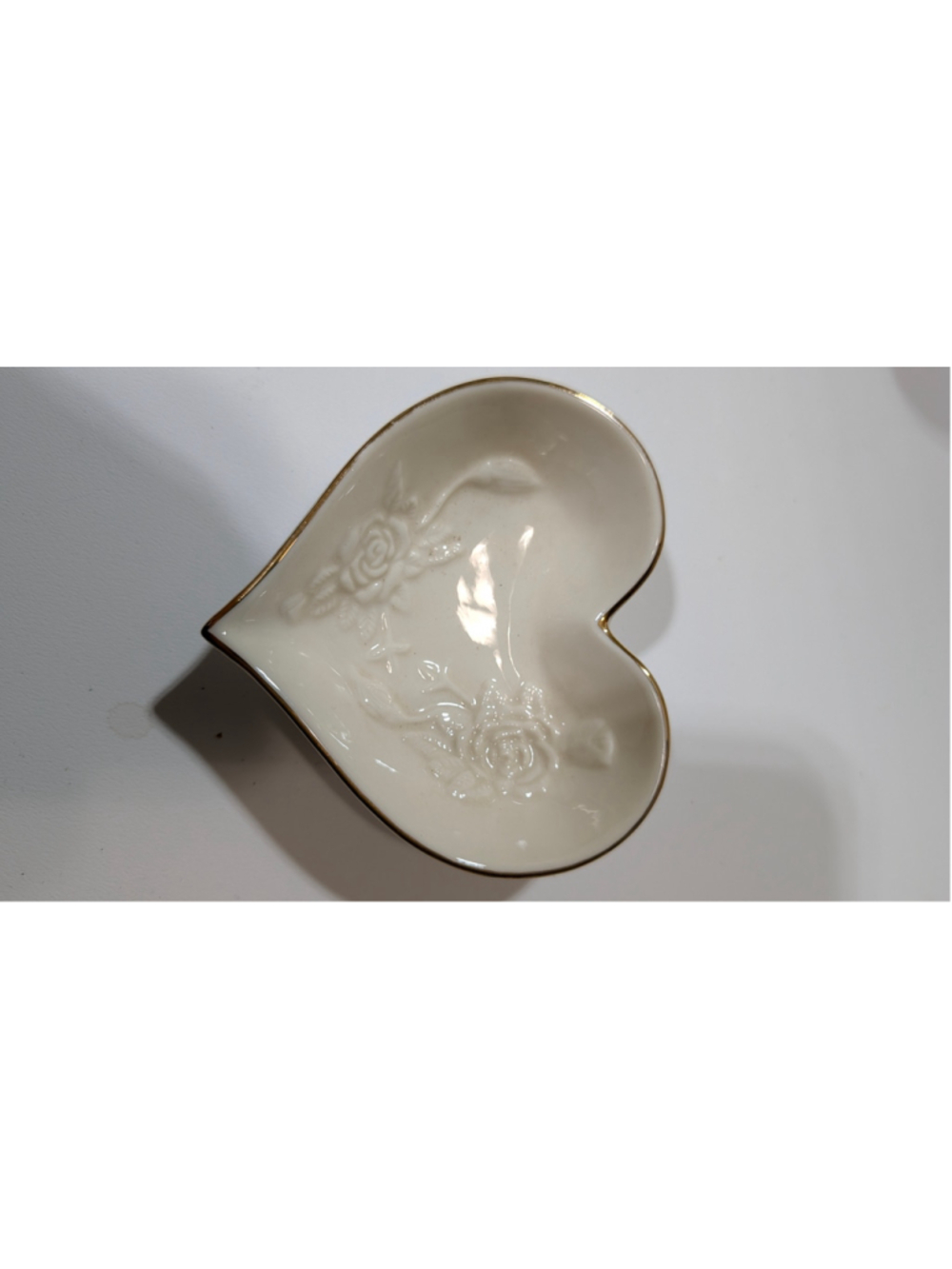 Lenox Heart Shaped Trinket Dish, One Size, White and Gold